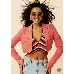 Y2K Ecko Red‎ Cropped Pink Jacket Women's Medium – Logo Patch Streetwear 2000s